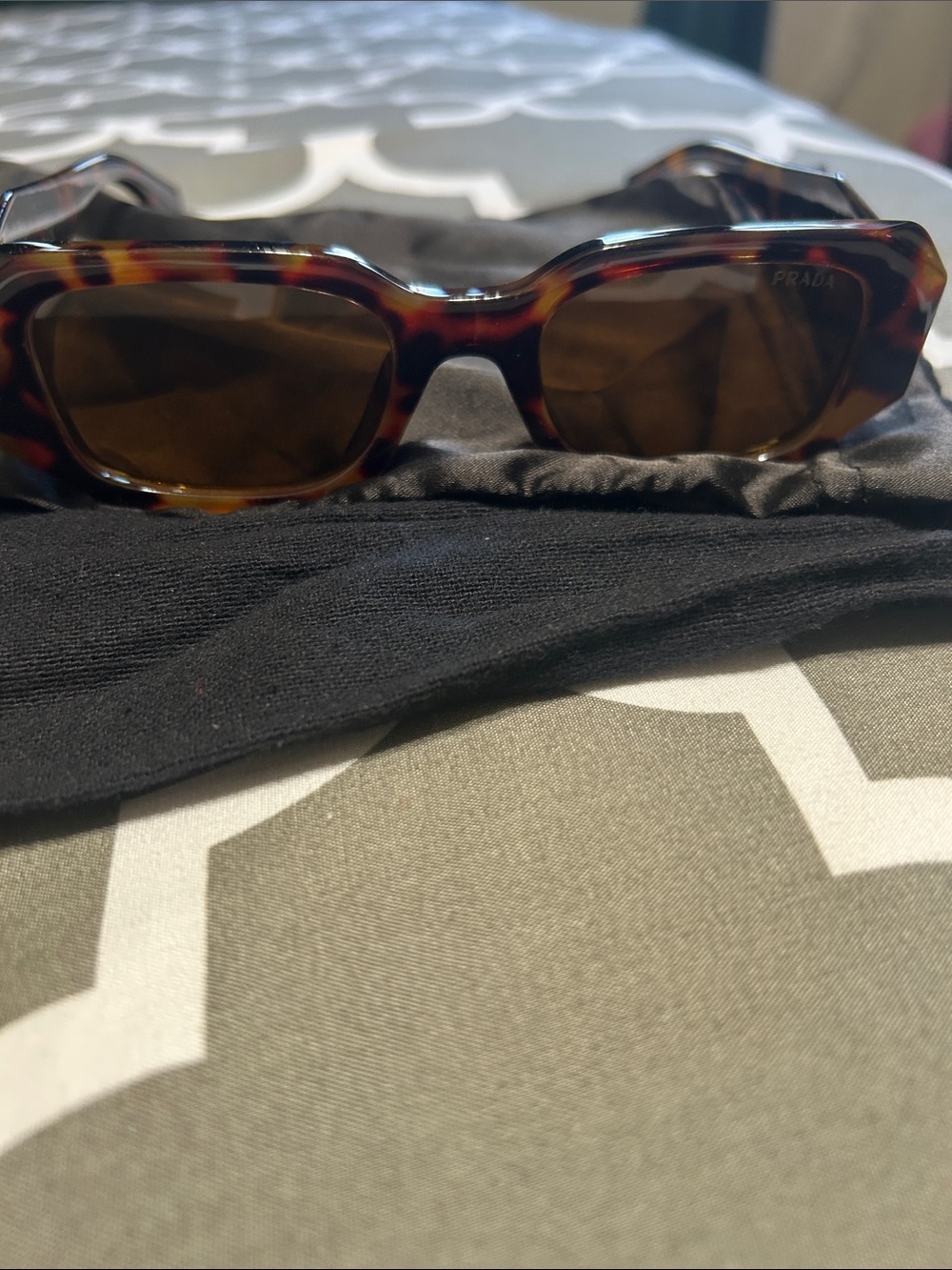 Prada Men’s Tortoiseshell Frame Sunglasses with Brown Lenses
